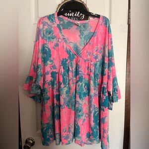 Haptics Floral V-Neck Women's Top